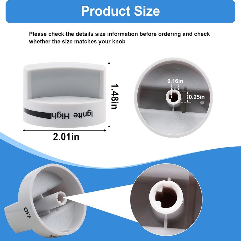 Gesleben Upgrade W10339443 Gas Stove Knobs, Cooktop Surface Burner Control Knob Compatible with Whirlpool Range Stove Oven, Replacement WPW10339443 AP6019878 PS11753189 2311009-5 Pack White - Image 3